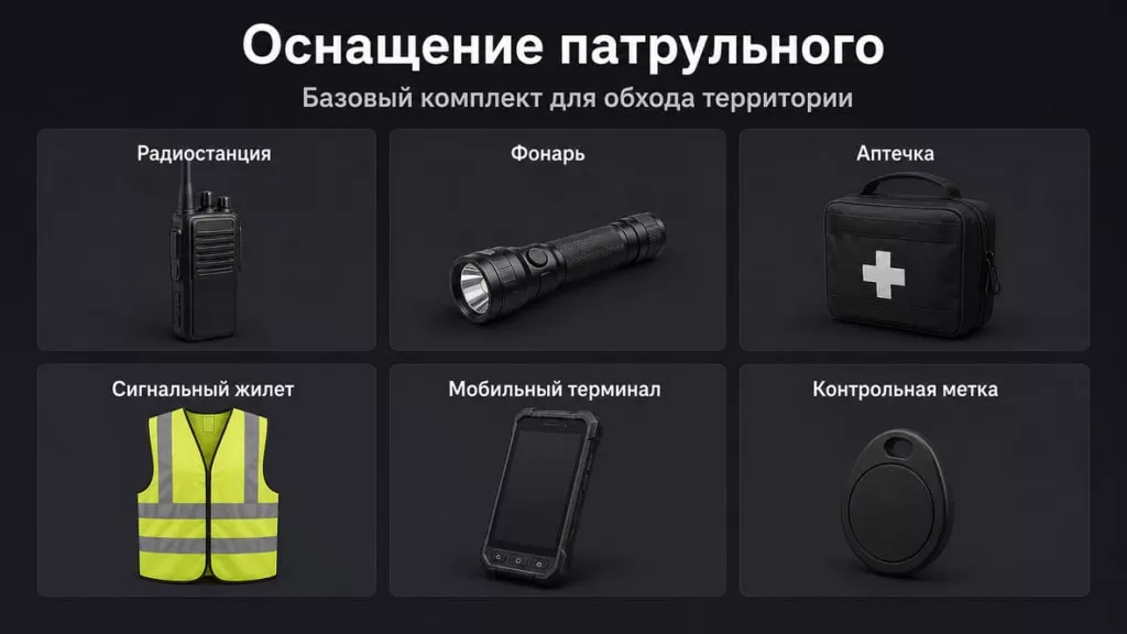 Оснащение сотрудника для патрулирования территории