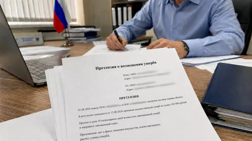 Претензия заказчика к частной охранной организации о возмещении ущерба