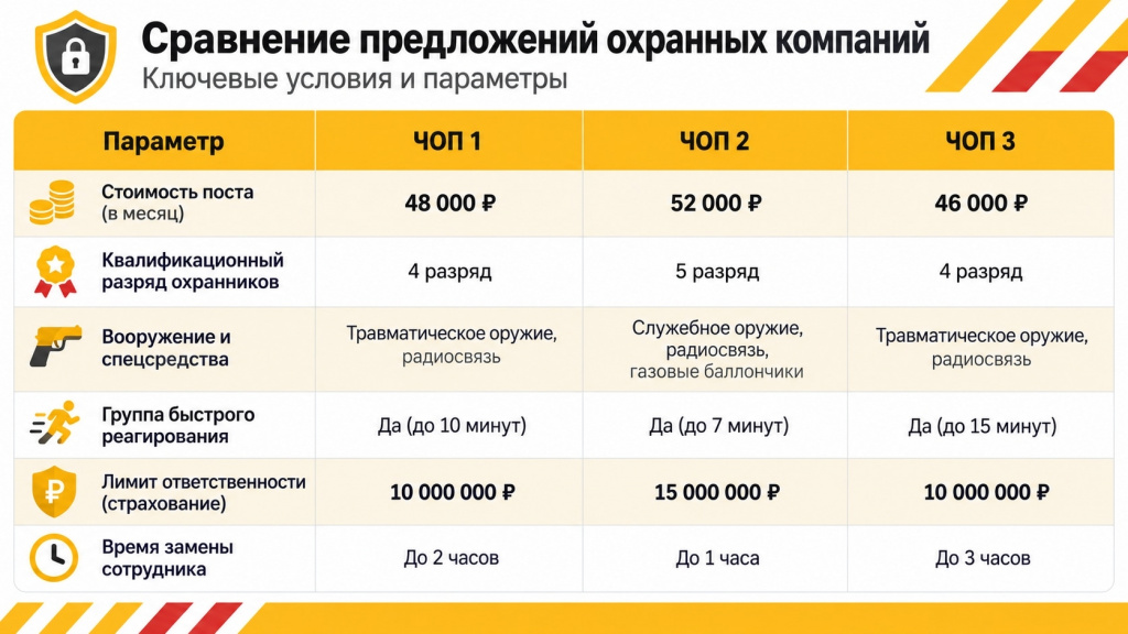 Сравнение предложений ЧОО