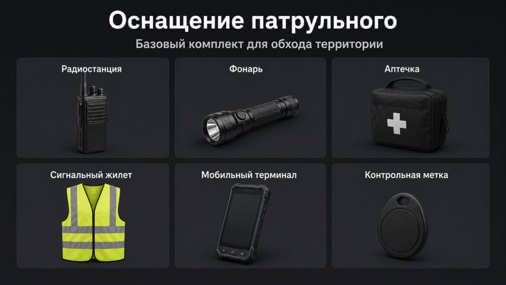 Оснащение сотрудника для патрулирования территории