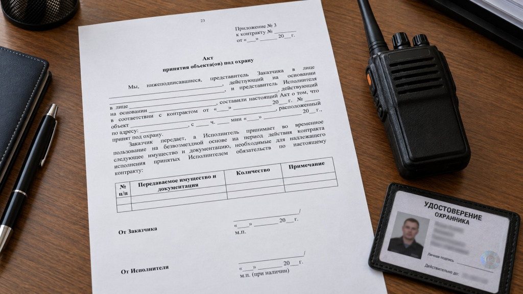 Акт приёма-передачи объекта под охрану